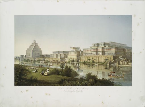 The palaces of Nimrud restored, as imagined by the city's first excavator, A.H. Layard