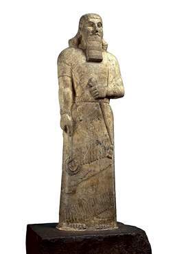 A rare Assyrian statue which depicts king Assurnasirpal II and originally stood in the temple of Ištar Šarrat-niphi in Kalhu