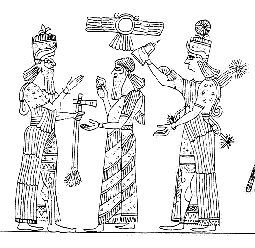 Assyrian king receiving the insignia of power