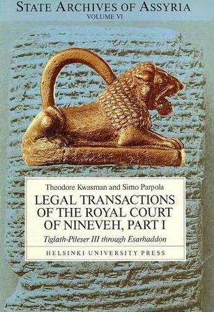 Cover of published volume T. Kwasman and S. Parpola, Legal Transactions of the Royal Court of Nineveh, Part I: Tiglath-Pileser III through Esarhaddon (1991) 